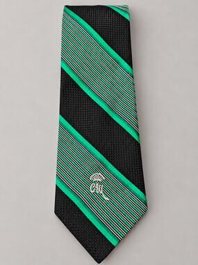 Countess Wara New York Men’s Black and Green Striped Necktie